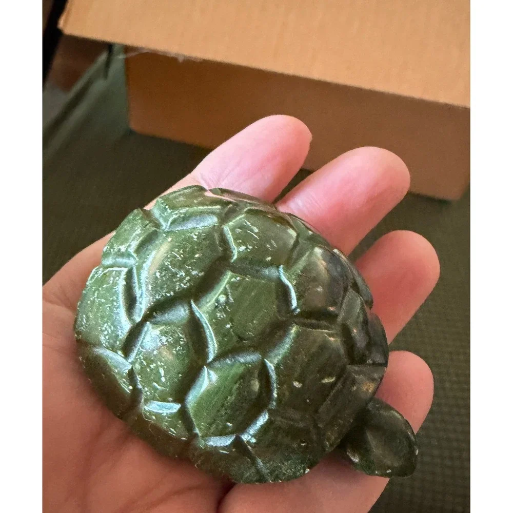 Turtle Figurine Unisex Small Green Excellent Hand-Carved Stone Turtle Decor
